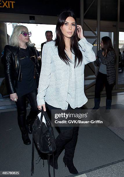 Kim Kardashian is seen at Los Angeles International Airport on February 15, 2013 in Los Angeles, California.