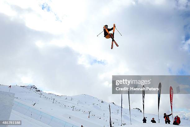 James Woods of Great Britain competes in the Snowboard & AFP Freeski Big Air Finals during the Winter Games NZ at Cardrona Alpine Resort on August...