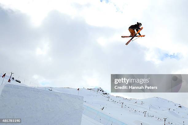 James Woods of Great Britain competes in the Snowboard & AFP Freeski Big Air Finals during the Winter Games NZ at Cardrona Alpine Resort on August...