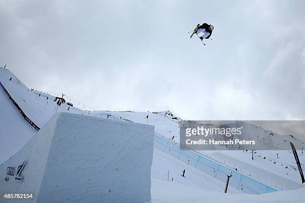 Luca Tribondeau of Austria competes in the Snowboard & AFP Freeski Big Air Finals during the Winter Games NZ at Cardrona Alpine Resort on August 30,...