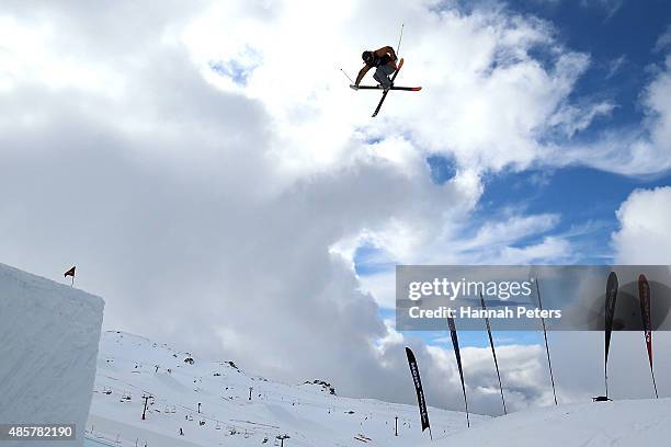 Luca Tribondeau of Austria competes in the Snowboard & AFP Freeski Big Air Finals during the Winter Games NZ at Cardrona Alpine Resort on August 30,...