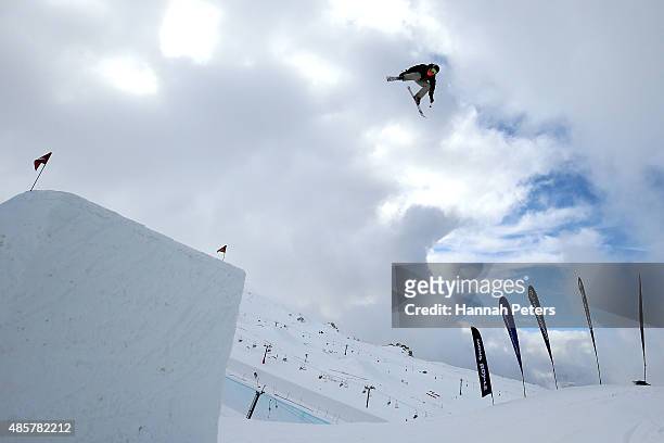 Jackson Wells of New Zealand competes in the Snowboard & AFP Freeski Big Air Finals during the Winter Games NZ at Cardrona Alpine Resort on August...