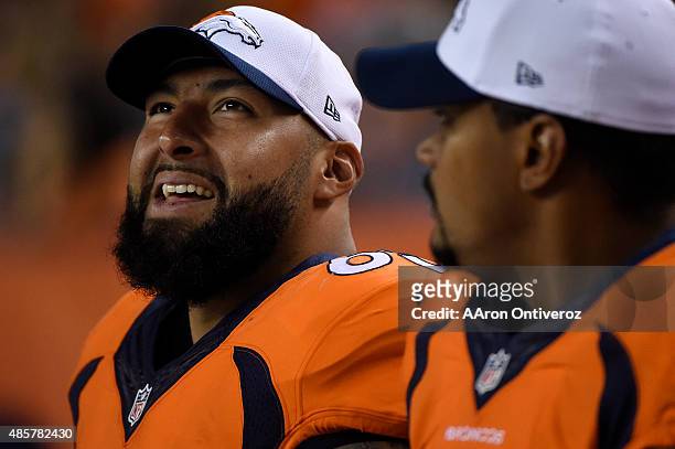 Louis Vasquez of the Denver Broncos watches the action against the San Francisco 49ers during the second half of the Broncos' 19-12 win at Sports...