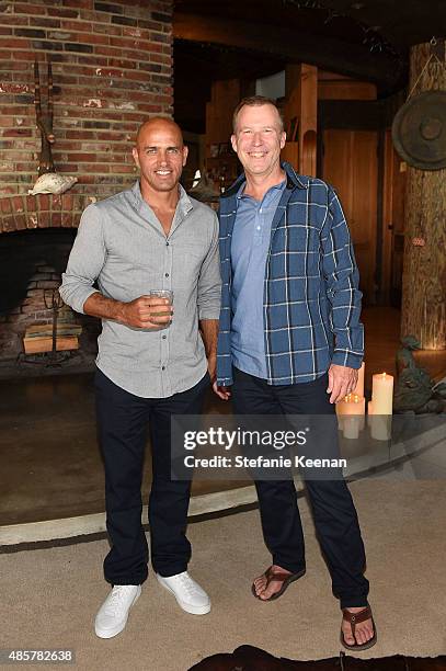 Kelly Slater and Doug MacKenzie attend Kelly Slater, John Moore and Friends Celebrate the Launch of Outerknown at Private Residence on August 29,...