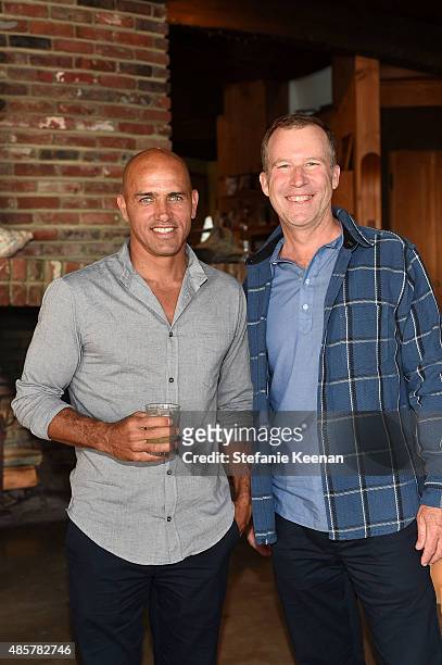 Kelly Slater and Doug MacKenzie attend Kelly Slater, John Moore and Friends Celebrate the Launch of Outerknown at Private Residence on August 29,...