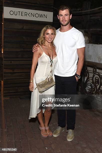 Elsa Pataky and Chris Hemsworth attend Kelly Slater, John Moore and Friends Celebrate the Launch of Outerknown at Private Residence on August 29,...