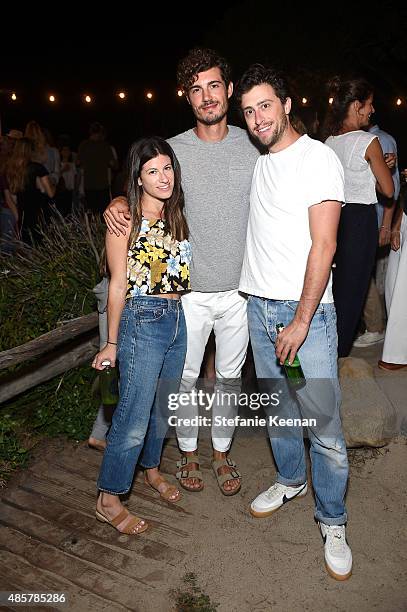 Anika Ostin, David Kitz and Max Lavet attend Kelly Slater, John Moore and Friends Celebrate the Launch of Outerknown at Private Residence on August...