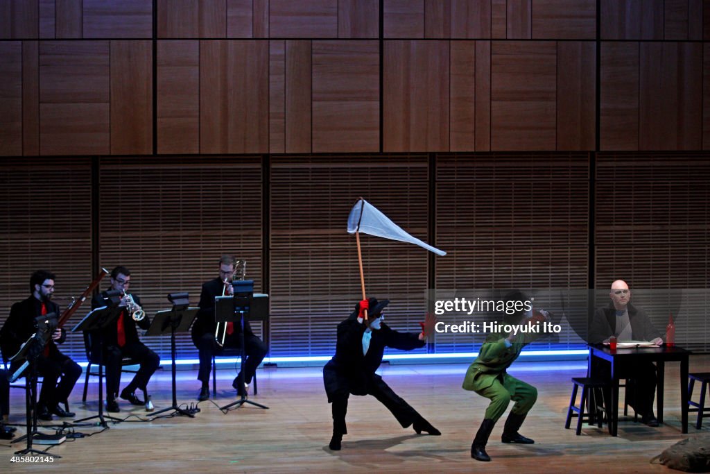 Yale in New York presents Stravinsky's 'The Soldier's Tale' at Zankel Hall on Sunday night, April 6, 2014. This image: From left, James Cusati-Moyer, Tom Pecinka and Michael Cerveris. (Photo by Hiroyuki Ito/Getty Images)