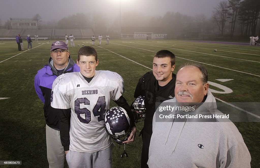 Deering High School football coach Greg Stilphen with his son Alex