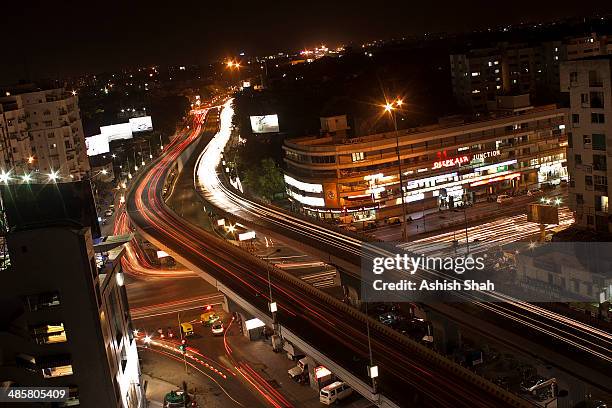shivranjani overbridge, ahmedabad - ahmedabad traffic stock pictures, royalty-free photos & images