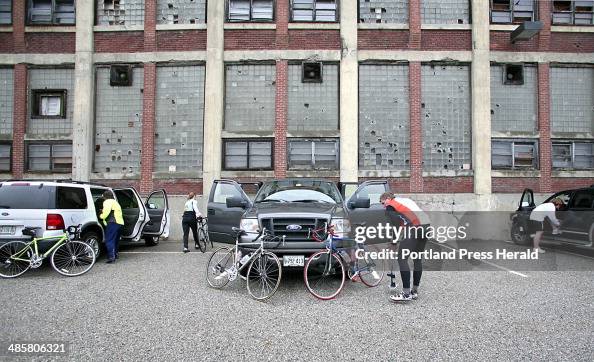 Peter Roy Rouses Peter Roy of South Paris puts air in his tires as he prepares his ...