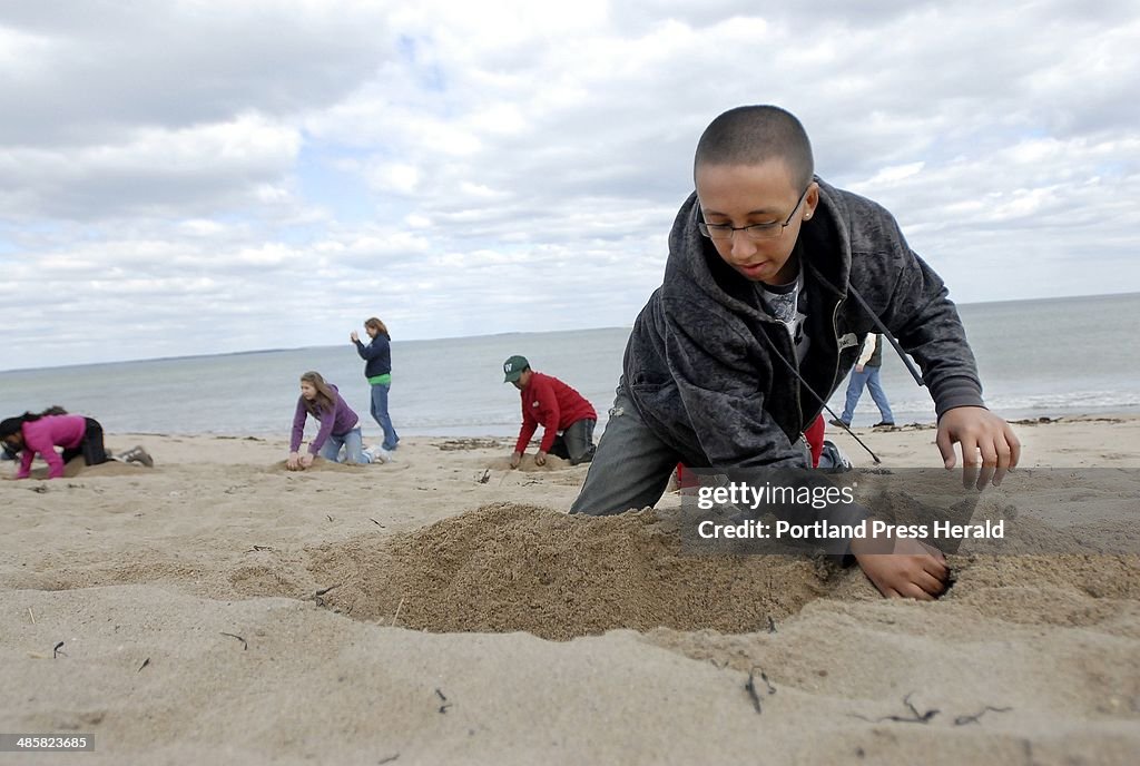 Chris Richardson a seventhgrader at Lincoln Middle School digs a