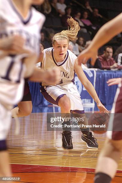 Photo by John Ewing/Staff Photographer -- Thursday, February 19, 2009 -- Deering vs. Noble girls semi-final tournament game. Deering's Diana Manduca...