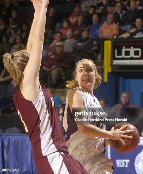 Photo by John Ewing/Staff Photographer -- Thursday, February 19, 2009 -- Deering vs. Noble girls semi-final tournament game. Deering's Diana Manduca...