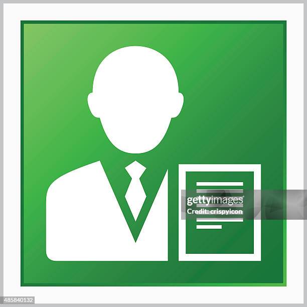 businessman icon on a square button. - ceo working on computer stock illustrations