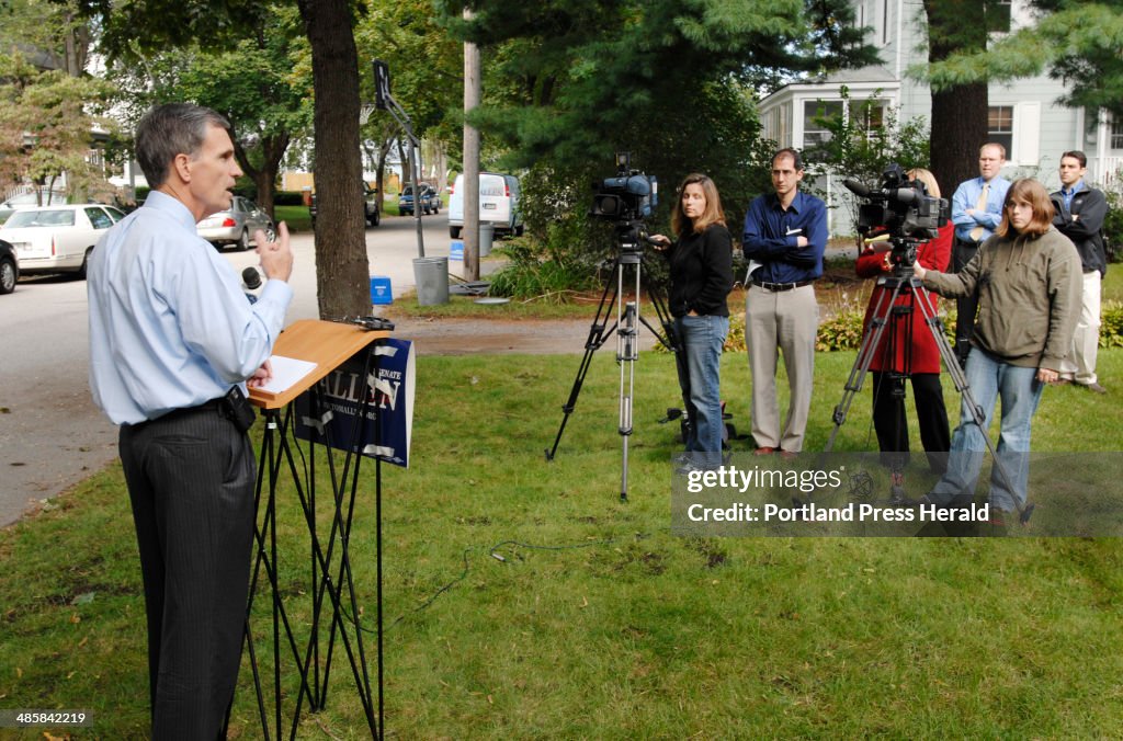 Tom Allen speaks to media in Portland, Monday, September 22, 2008, about the current finacial crisi...