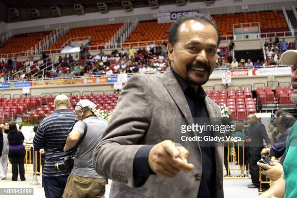 Bobby Valentin attends the funeral service for Cheo Feliciano at Coliseo Roberto Clemente on April 20, 2014 in San Juan, Puerto Rico.