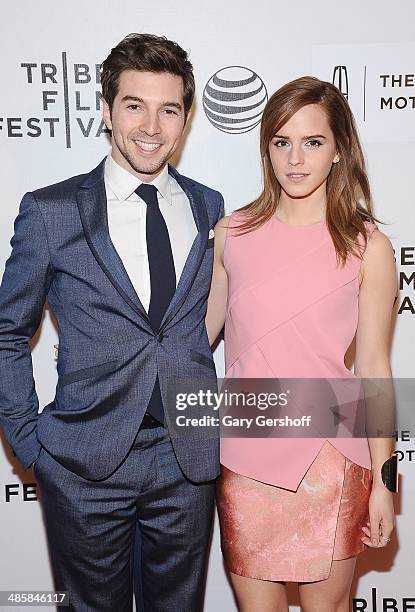 Actors Roberto Aguire and Emma Watson attend the premiere of "Boulevard" during the 2014 Tribeca Film Festival at BMCC Tribeca PAC on April 20, 2014...