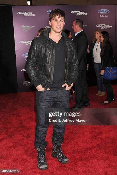 Actor Matt Lanter arrives at the Los Angeles premiere of 'Need For Speed' at TCL Chinese Theatre on March 6, 2014 in Hollywood, California.