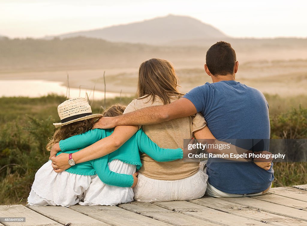 Family together and embracing