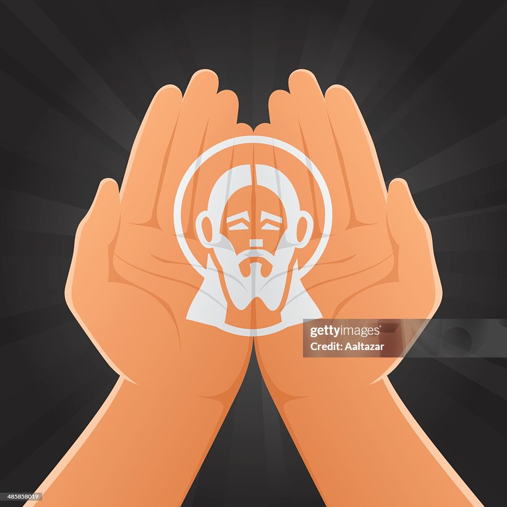 Jesus Painted on Hands