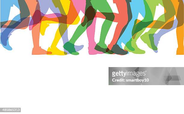 runners legs sillhouettes - marathon vector stock illustrations