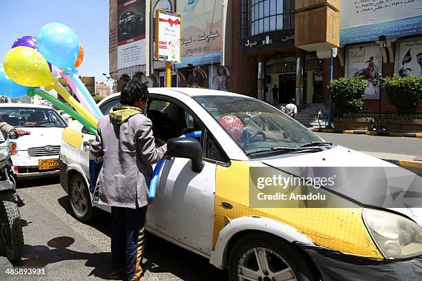 Child labors work on the streets due to poverty in Sanaa, Yemen, regarded the most poor country in Arabian Peninsula, on 20 April 2014. Child labors...