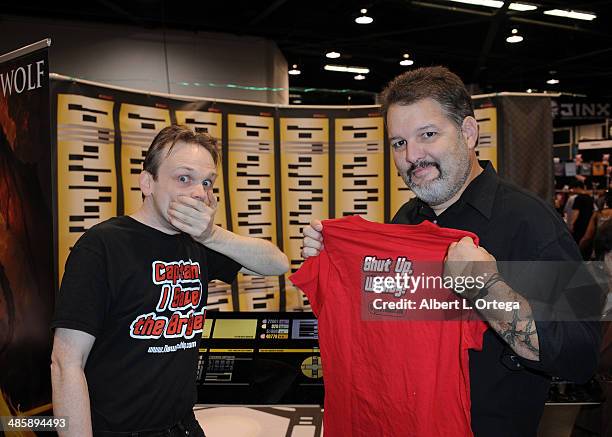 Huston Huddleston and actor/producer Britt Griffith attends WonderCon Anaheim 2014 - Day 3 held at Anaheim Convention Center on April 20, 2014 in...