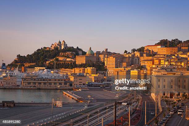 view of the port and city center of ancona, italy - ancona bildbanksfoton och bilder