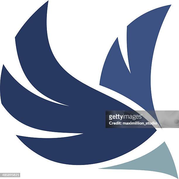 illustrations, cliparts, dessins animés et icônes de logo des oiseaux voler à travers l'icône de l'application mobile - royal blue