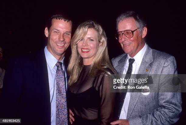 Actress Kim Basinger, brother and father Donald attend the "Batman" Westwood Premiere on June 19, 1989 at the Mann Village & Bruin Theatres in...
