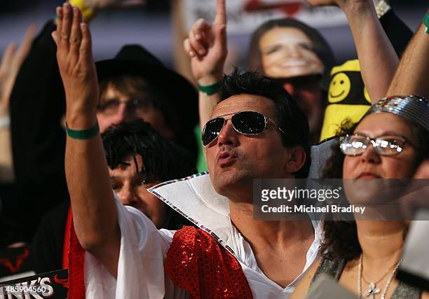 Fans enjoy the action during the Auckland Darts Masters at The Trusts Arena on August 30, 2015 in Auckland, New Zealand.