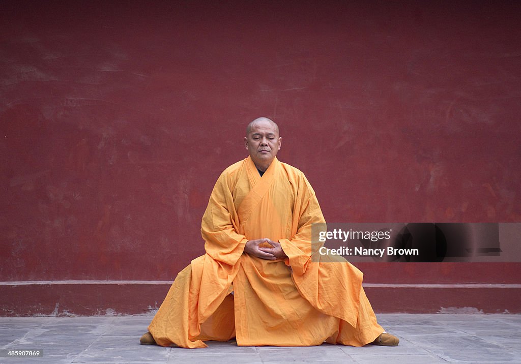 Buddhist Kung Fu Monk in Shaolin Temple China.