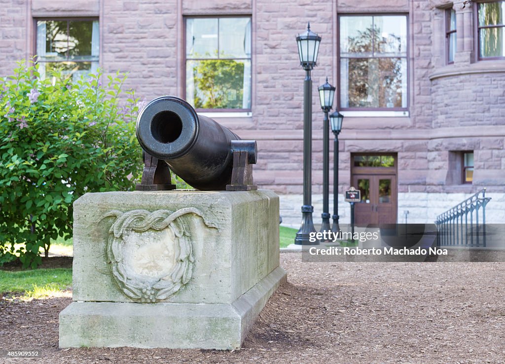 Cannon at the Queen's park in Toronto. It is placed on a...