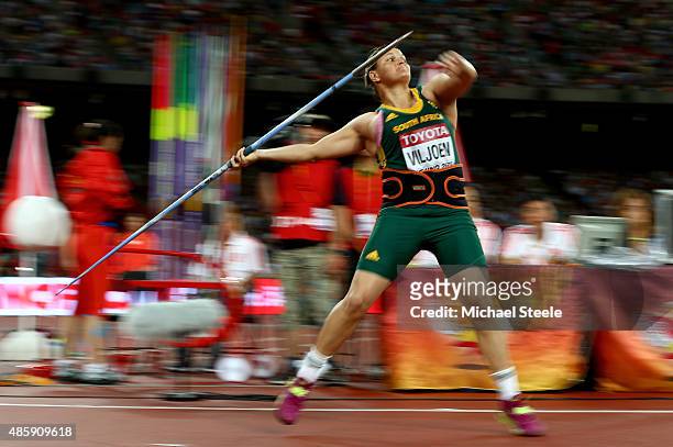 Sunette Viljoen of South Africa competes in the Women's Javelin final during day nine of the 15th IAAF World Athletics Championships Beijing 2015 at...