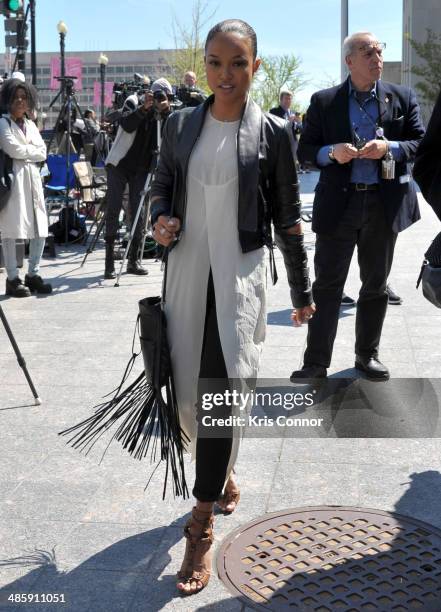 Karrueche leaves the H. Carl Moultrie 1 Courthouse after it was announced the start of Chris Brown's assault trial is to be pushed back to Wednesday...