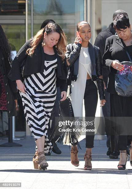 Joyce Hawkins and Karrueche leave the H. Carl Moultrie 1 Courthouse after it was announced the start of Chris Brown's assault trial is to be pushed...