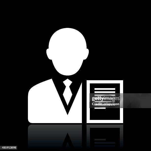 businessman icon on a black background. - ceo working on computer stock illustrations