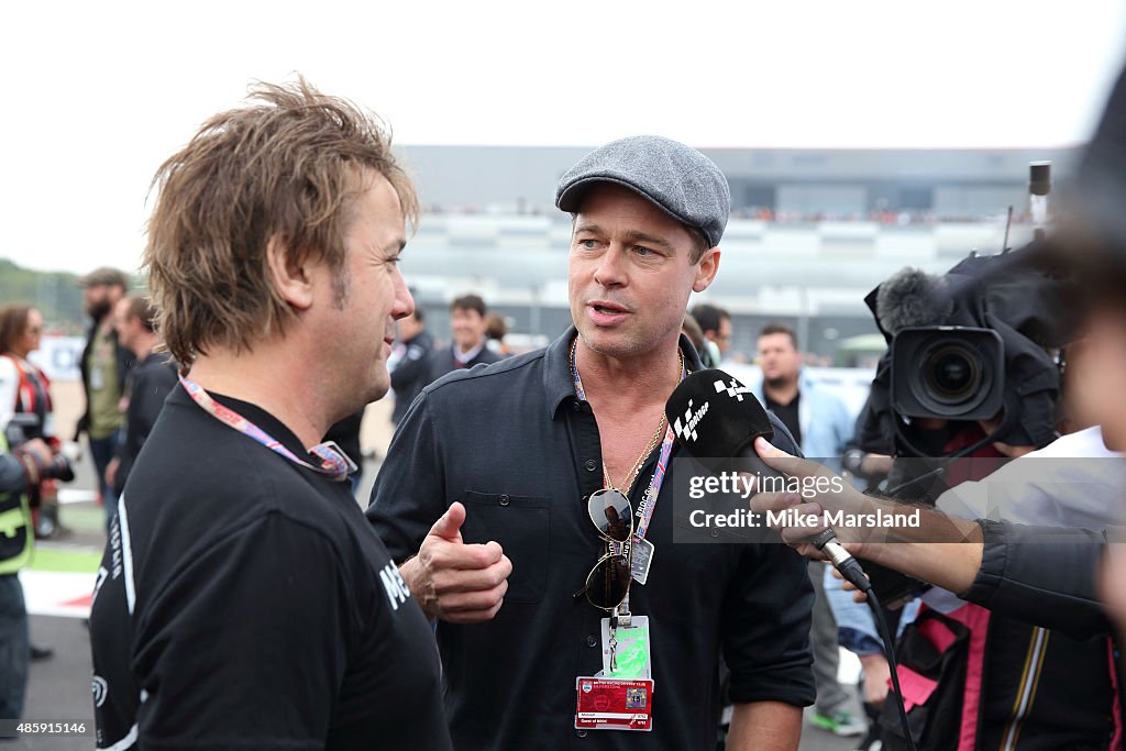 Brad Pitt Attends The MotoGP British Grand Prix Race At Silverstone Ahead Of The Release Of The Documentary "Hitting The Apex"