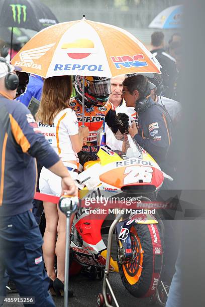 Dani Pedrosa at the MotoGP British Grand Prix race at Silverstone ahead of the release of documentary Hitting The Apex. Pitt is presenting the film,...