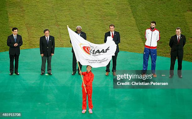 Wang Anshun, Lord Mayor of Beijing, Du Zhaocai, Deputy Chairman, Director of the Athletic Administration Centre of General Administration of Sport of...