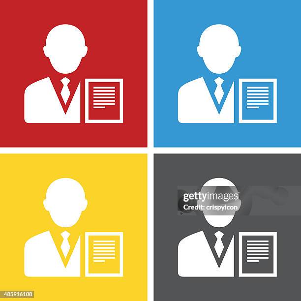 businessman icon on square buttons. - ceo working on computer stock illustrations