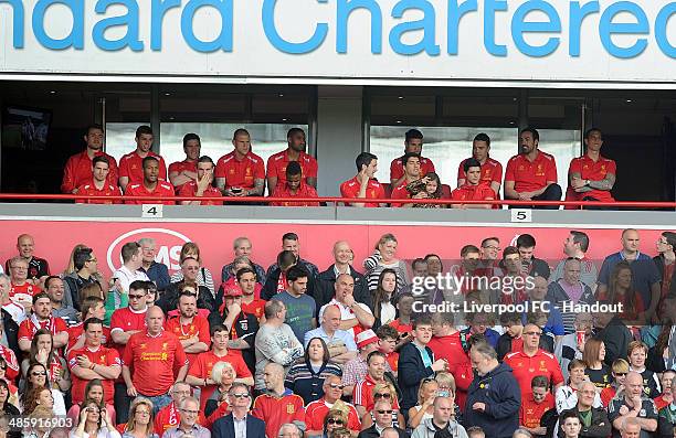 In this handout image provided by Liverpool FC. The Liverpool first team during the celebration of the 96 Charity Match at Anfield on April 21, 2014...