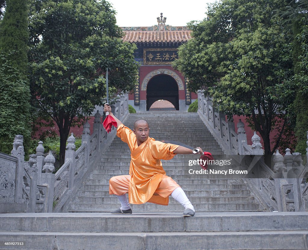 Kung Fu Monk Warrior in Shaolin Temple China.