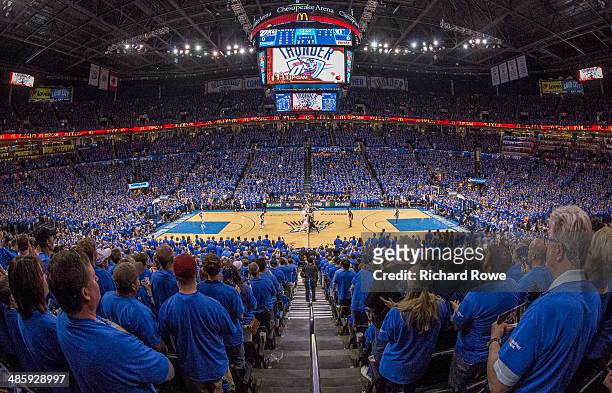 Wide angle view of the Oklahoma City Thunder game against the Memphis Grizzlies in Game One of the Western Conference Quarterfinals of the NBA...