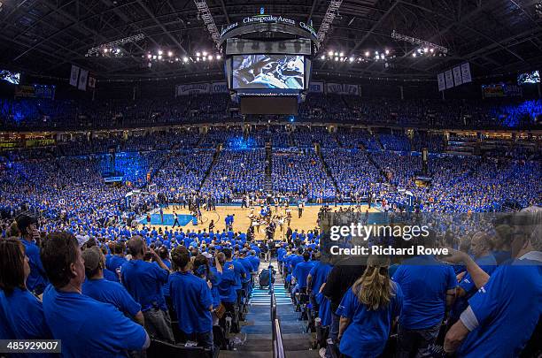 Wide angle view of the Oklahoma City Thunder game against the Memphis Grizzlies in Game One of the Western Conference Quarterfinals of the NBA...