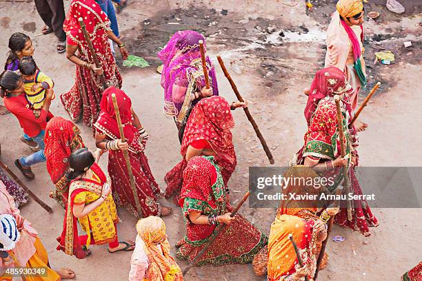 lathmar holi - lathmaar holi stock pictures, royalty-free photos & images