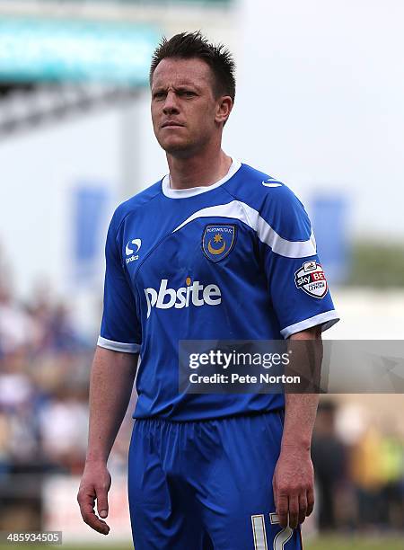 Nicky Shorey of Portsmouth in action during the Sky Bet League Two match between Northampton Town and Portsmouth at Sixfields Stadium on April 21,...