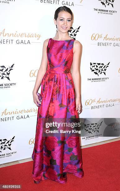 Actress Emma Fuhrmann attends the Humane Society Of The United States 60th Anniversary Benefit Gala on March 29, 2014 at The Beverly Hilton Hotel in...