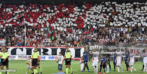 Fans of Carpi FC during the Serie A match between Carpi FC and FC Internazionale Milano at Alberto Braglia Stadium on August 30, 2015 in Modena,...